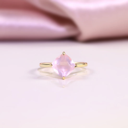 Simple2Carat Ring s925Sterling Silver Inlaid Natural Topaz Wedding Ring Pink Crystal Ring Hot Selling for Women