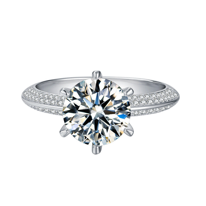 GRA Certificate Moissanite2ct3Carat Ring Light Luxury925Silver Half Wall Jiangshan Large Carat Moissanite Gemstone Ring