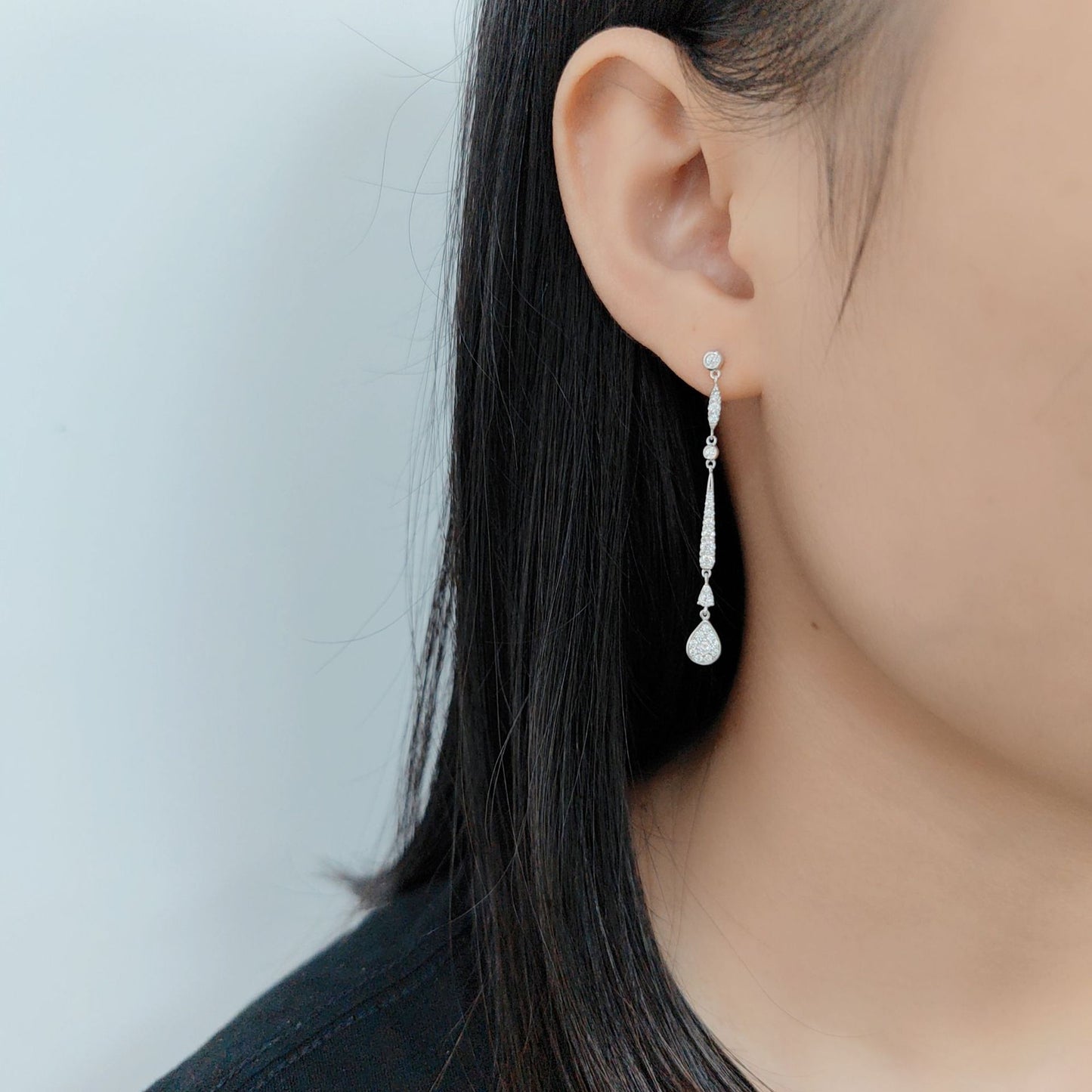Minimalist Style High-Value Luxury Diamond-Studded Earrings Full Body9/10/14/18k Gold Cultivated Diamond Long Earrings