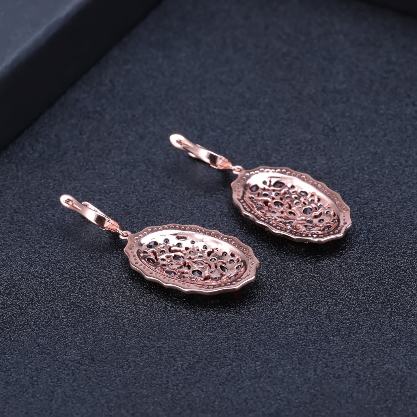 Luxurious Natural Garnet Stud Earrings Group Inlay High-End Feel s925Silver Inlaid Natural Gemstone Earrings Jewelry