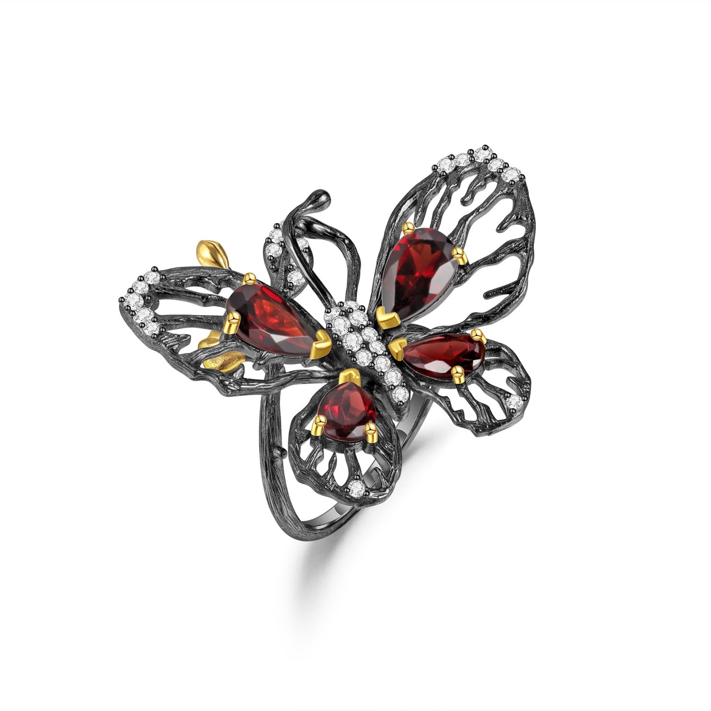 Designer Natural Garnet Butterfly Pendant Luxurious High-end Feel s925Silver Natural Gemstone Necklace Pendant