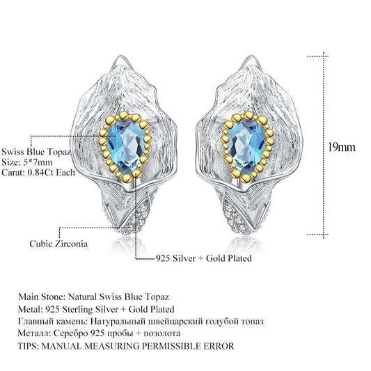 Italian Craft Jewelry Retro Style Designer Earrings Luxury s925Silver Natural Gemstone Earrings
