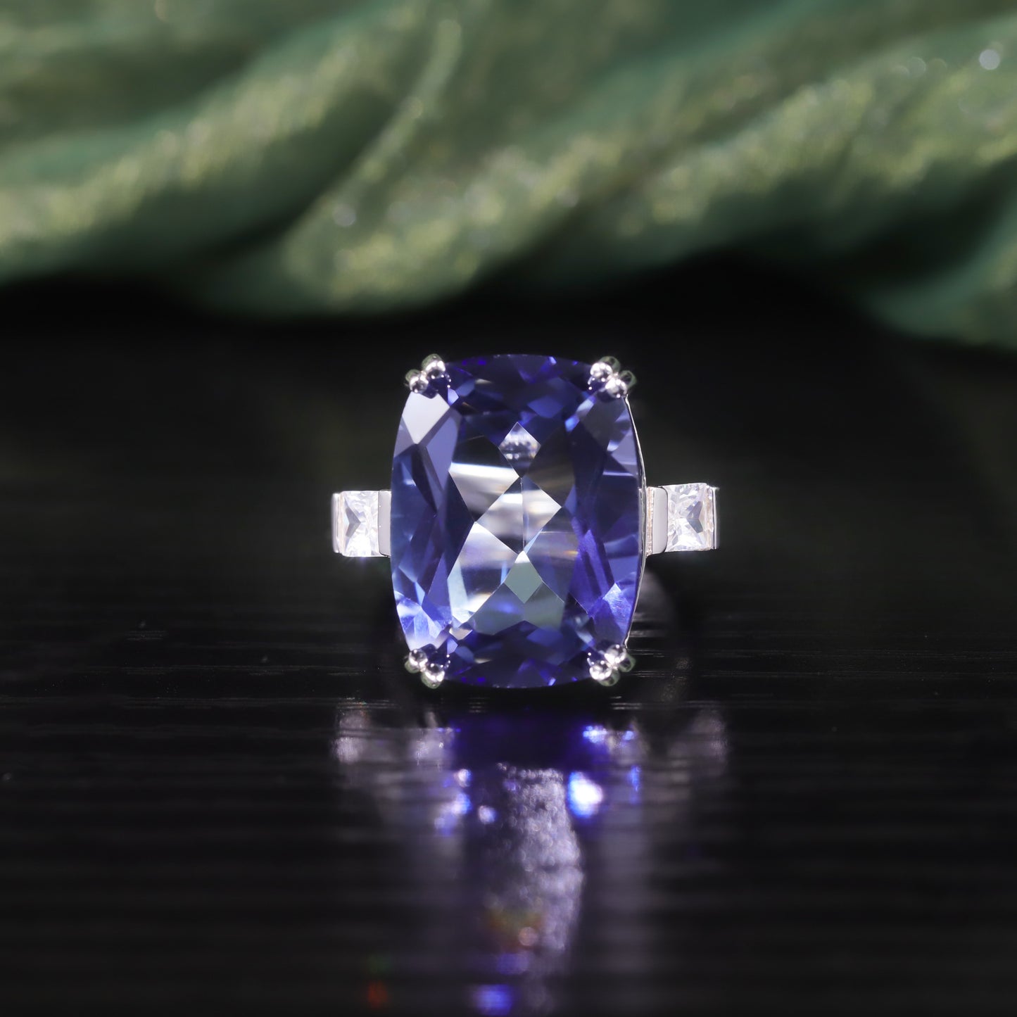 Wind17Carat Super Large Crystal Gemstone Ring Luxurious Personality s925Silver Inlaid Colorful Crystal Ring