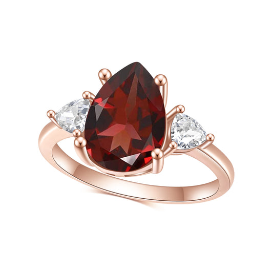S925Silver Inlaid Natural Garnet Ring Luxurious and high-end feel8*12mm Natural Gemstone Rose Gold Ring