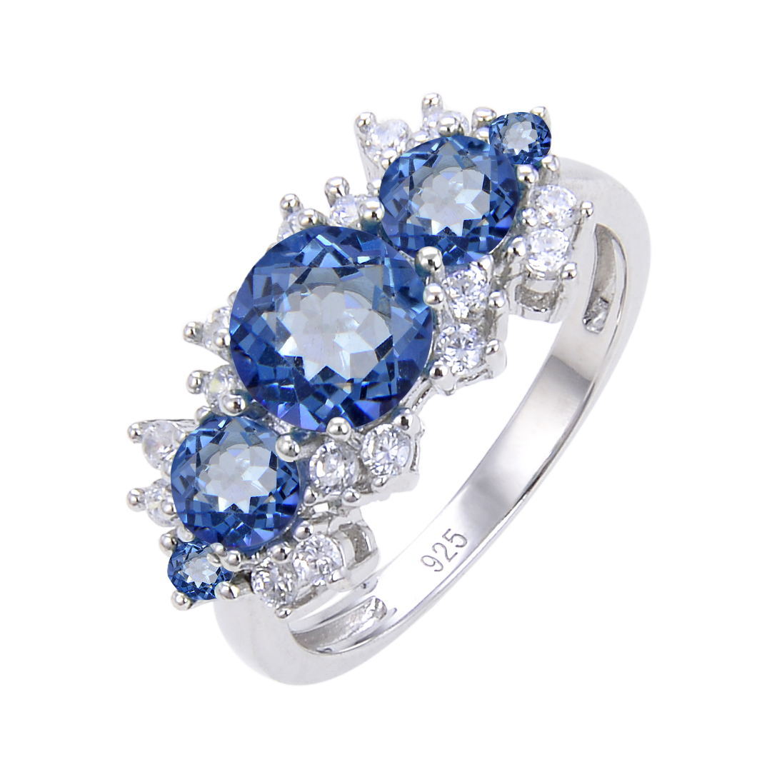 Factory Direct Supply Colorful Natural Stone Rings for Women Unique Fashion Retro s925Silver Inlaid Gemstone Ring