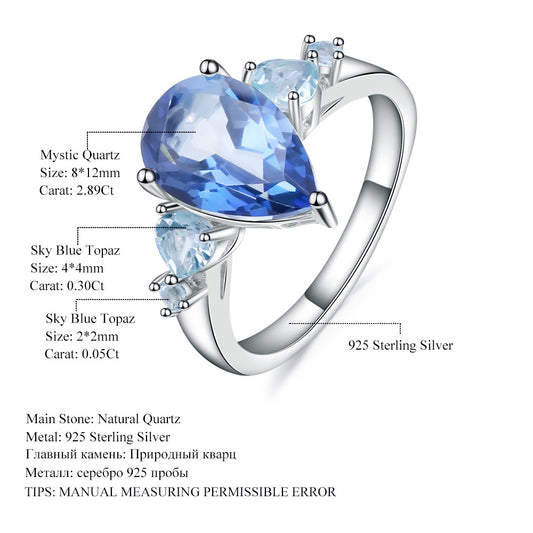 Design Sense Luxurious Colorful Crystal Ring Fashion High-End Sense s925Silver Inlaid Colorful Gemstone Ring
