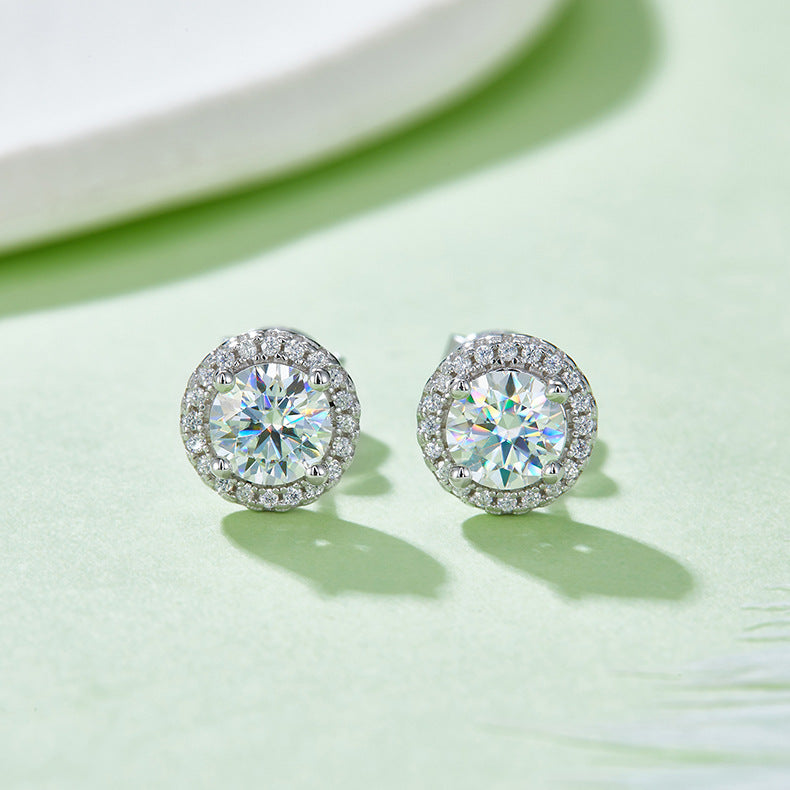 Fashion Earrings and Necklace Set s925Sterling Silver Inlaid D Color1Carat Moissanite Jewelry Set