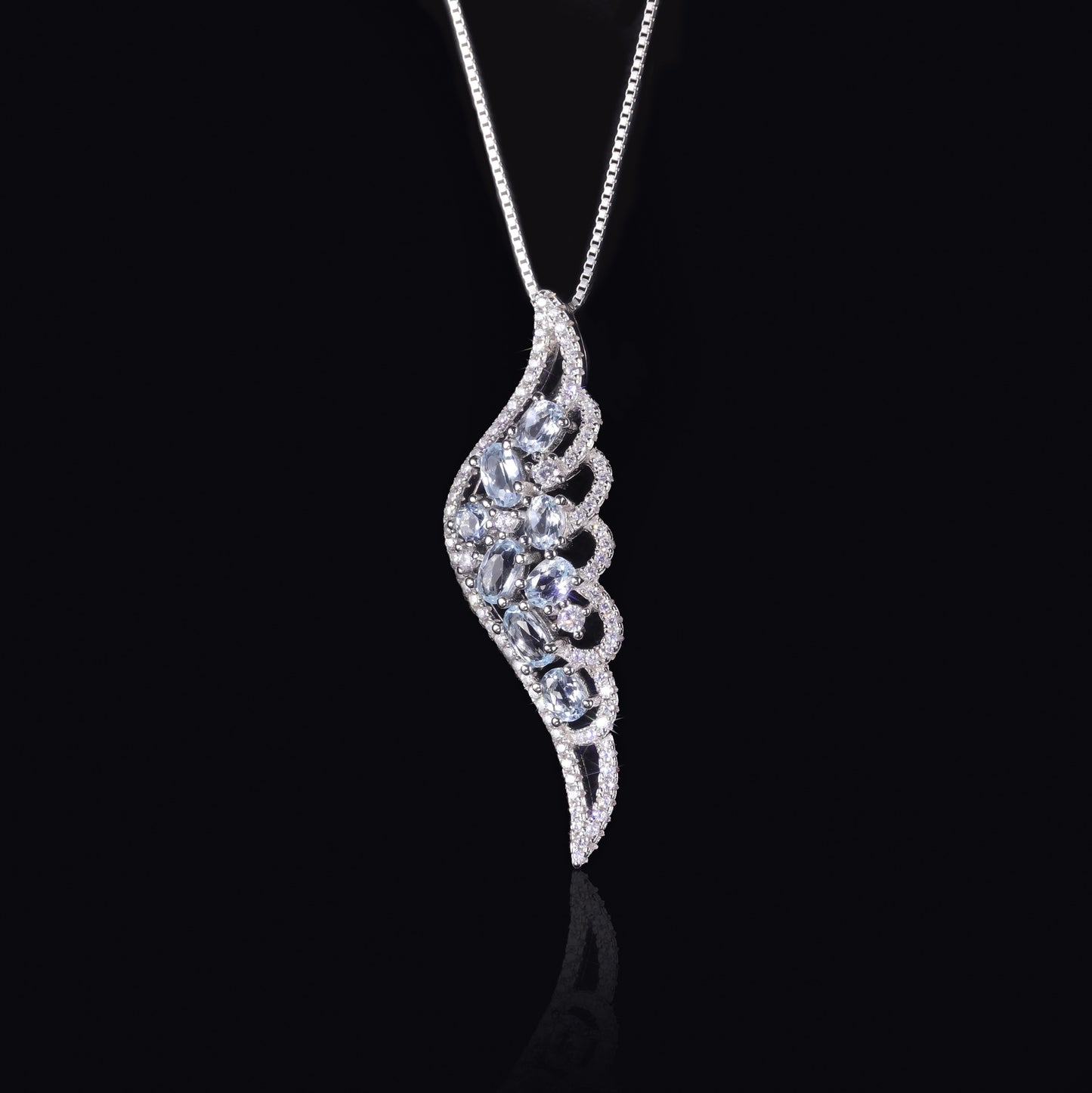 Angel's Wings Natural Garnet Necklace s925Sterling Silver Inlaid Green Chalcedony Topaz Pendant Wings New Style