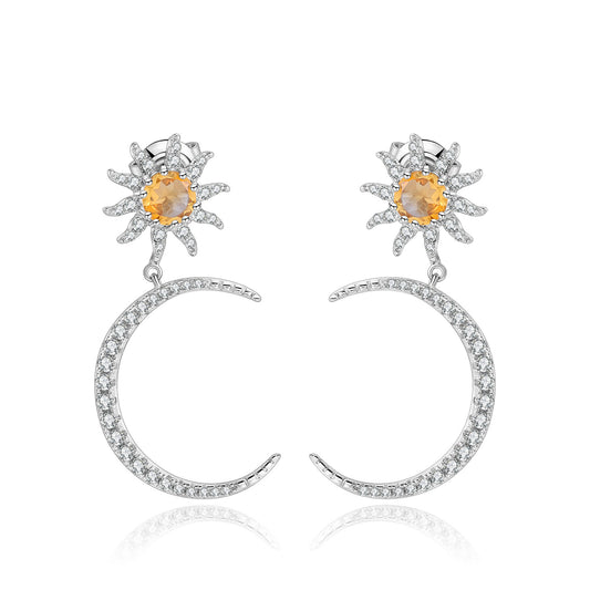 ins Natural Gemstone Hairpin Star Moon Earrings Gift for Girls925Sterling Silver Gemstone Earrings Jewelry