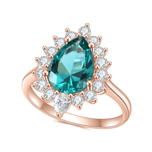 S925Silver Inlaid Emerald Nano Ring Luxurious and high-end feel8*12mm Colorful Gemstone Rose Gold Ring
