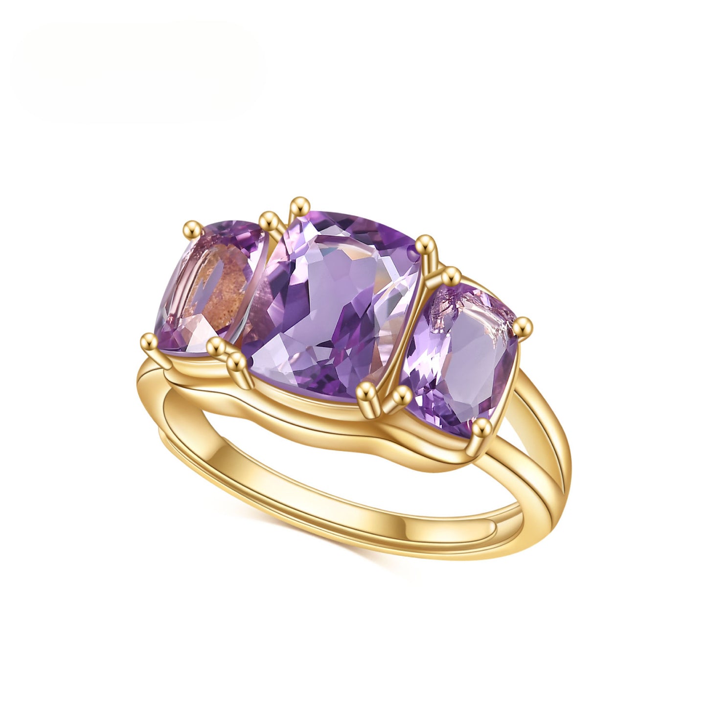 Natural Gemstone Brazilian Amethyst Ring Luxurious Design Sense s925Silver plating14k Gold Inlaid Gemstone Ring