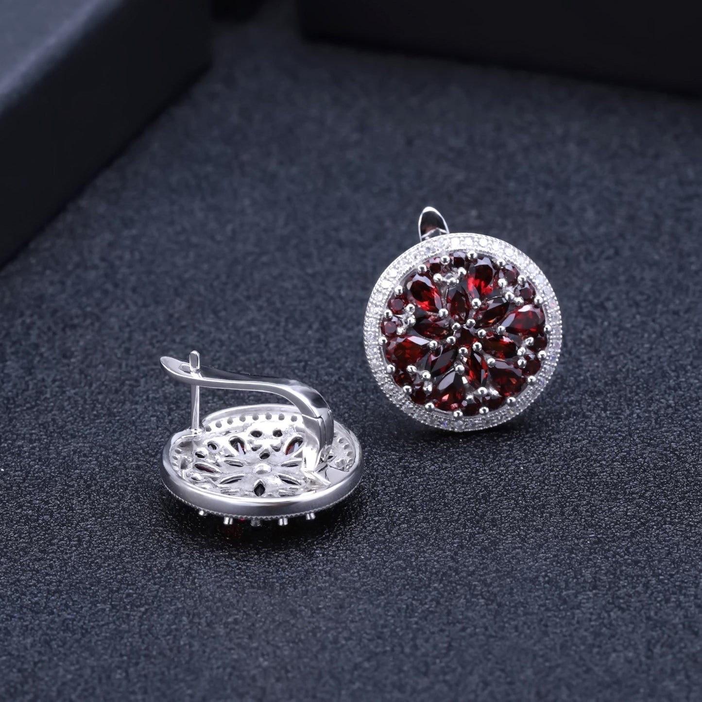 Elegant Natural Gemstone Earrings with Light Luxury Inlaid Ruby s925Sterling Silver Crystal Earrings Wholesale