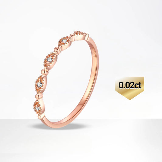 18k Gold Inlaid Cultivated Diamond Ring Stackable Side Ring Tail Ring Rose Gold Crushed Diamond k Gold Ring with Fine Personality