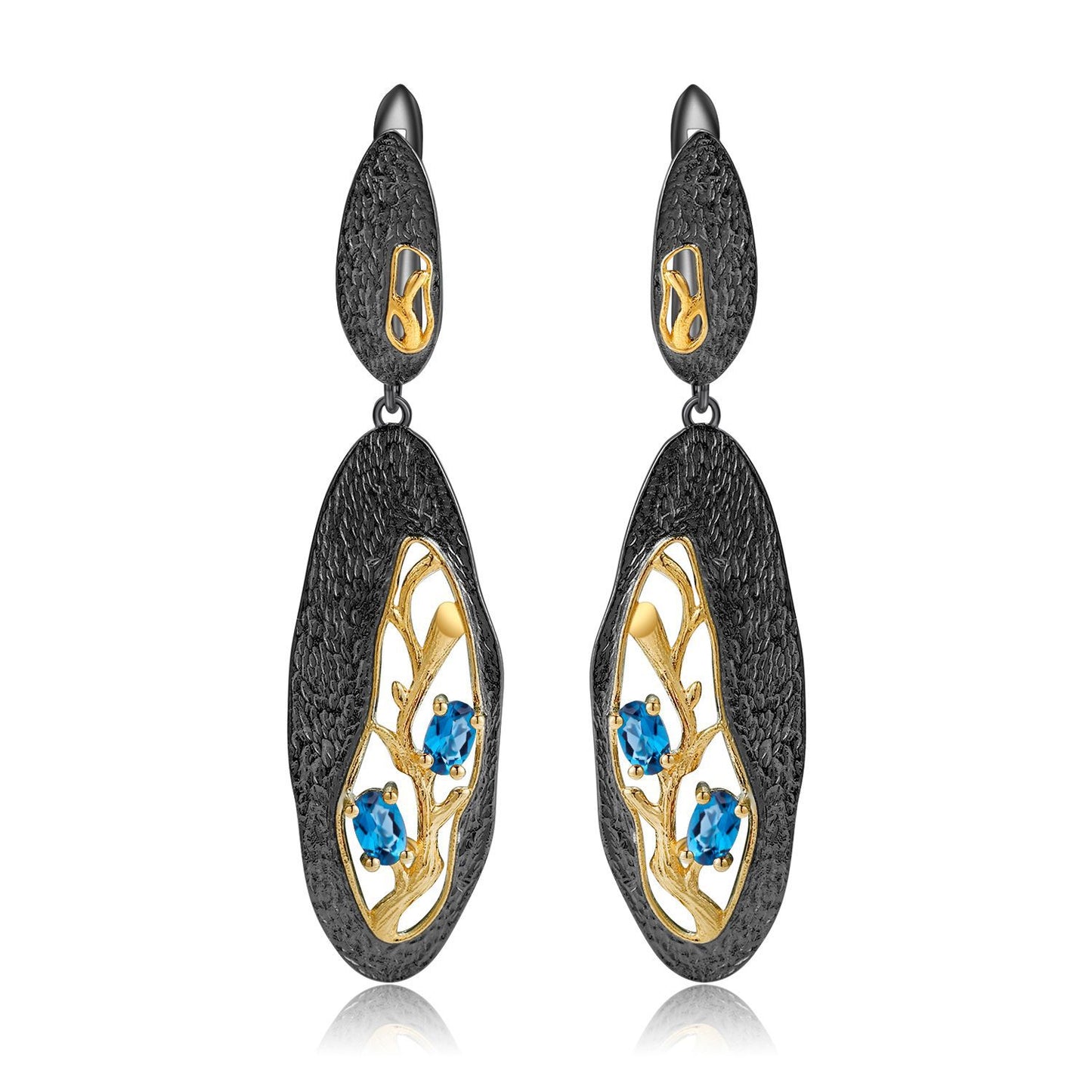 Secret Garden Designer Earrings Clip Branch High-end Feel s925Silver Natural Rose Garnet Stud Earrings