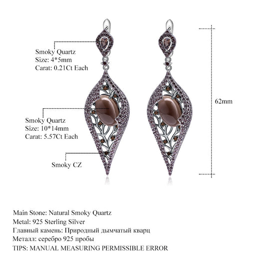 Italian Craft Designer Earrings Vintage Style Jewelry925Silver Natural Gemstone Citrine Earrings Drop Earrings