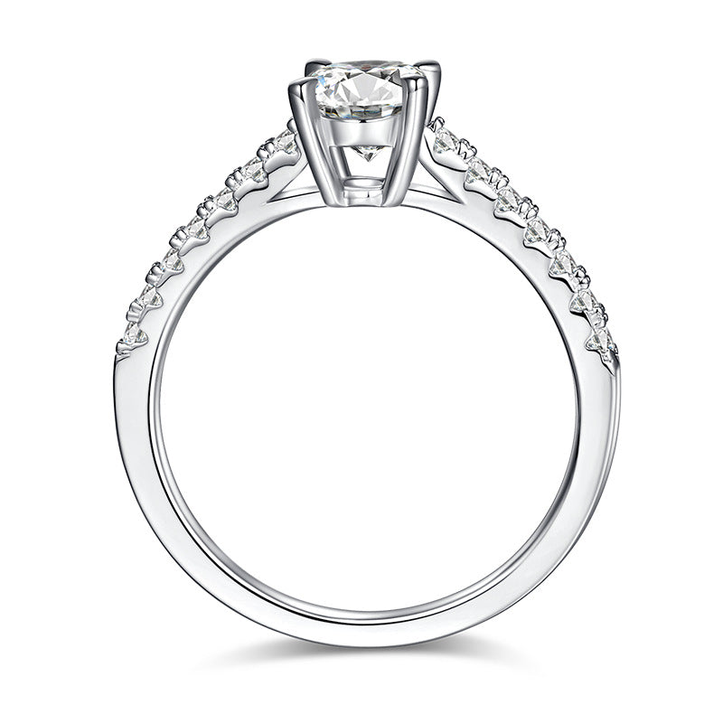 Classic s925Sterling Silver Ring Inlay1Carat Moissanite Wedding Ring Oval Shape Custom Moissanite Ring