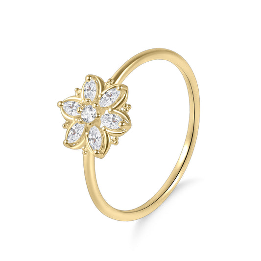Golden Dawn Series Ring s925Sterling Silver Moissanite Flower Ring Beautiful Small Ring