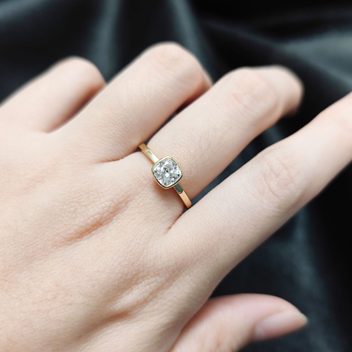 All-Matching14k Gold0.8Carat Diamond Ring9/10/18k Gold Ring Setting Fat Square Cultivated Diamond Platinum Wedding Ring