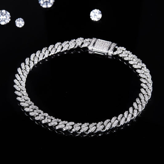 Trendy and Unique Moissanite Necklace925Sterling Silver Plated18k Gold hiphop Hip-hop Hot Item6mm Cuban link chain