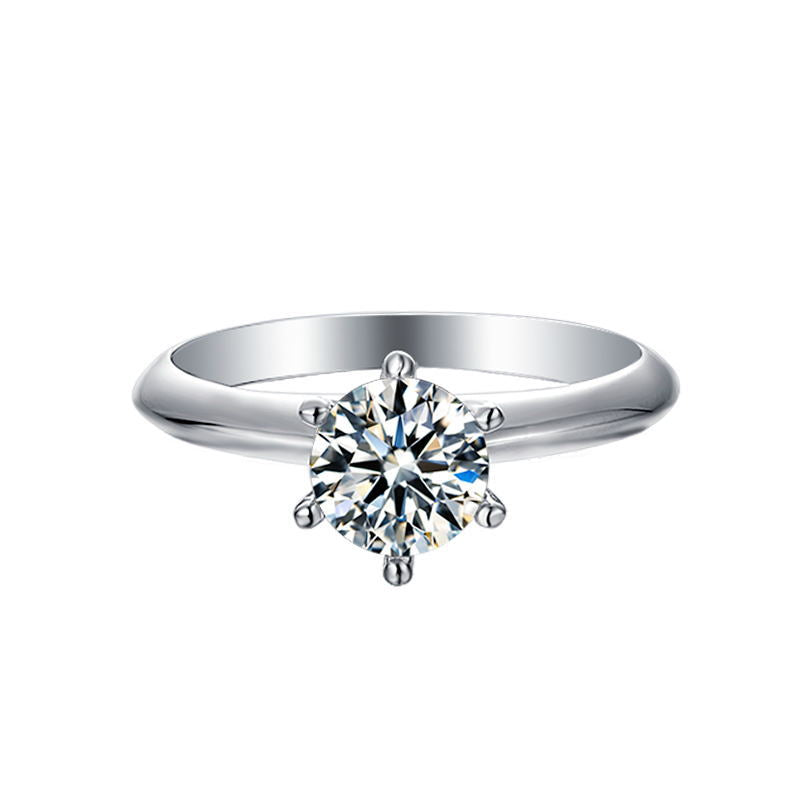 Extended Arm Classic Six-Claw Ring Women's Inlaid Gemstone s925Sterling Silver1Carat Moissanite Ring