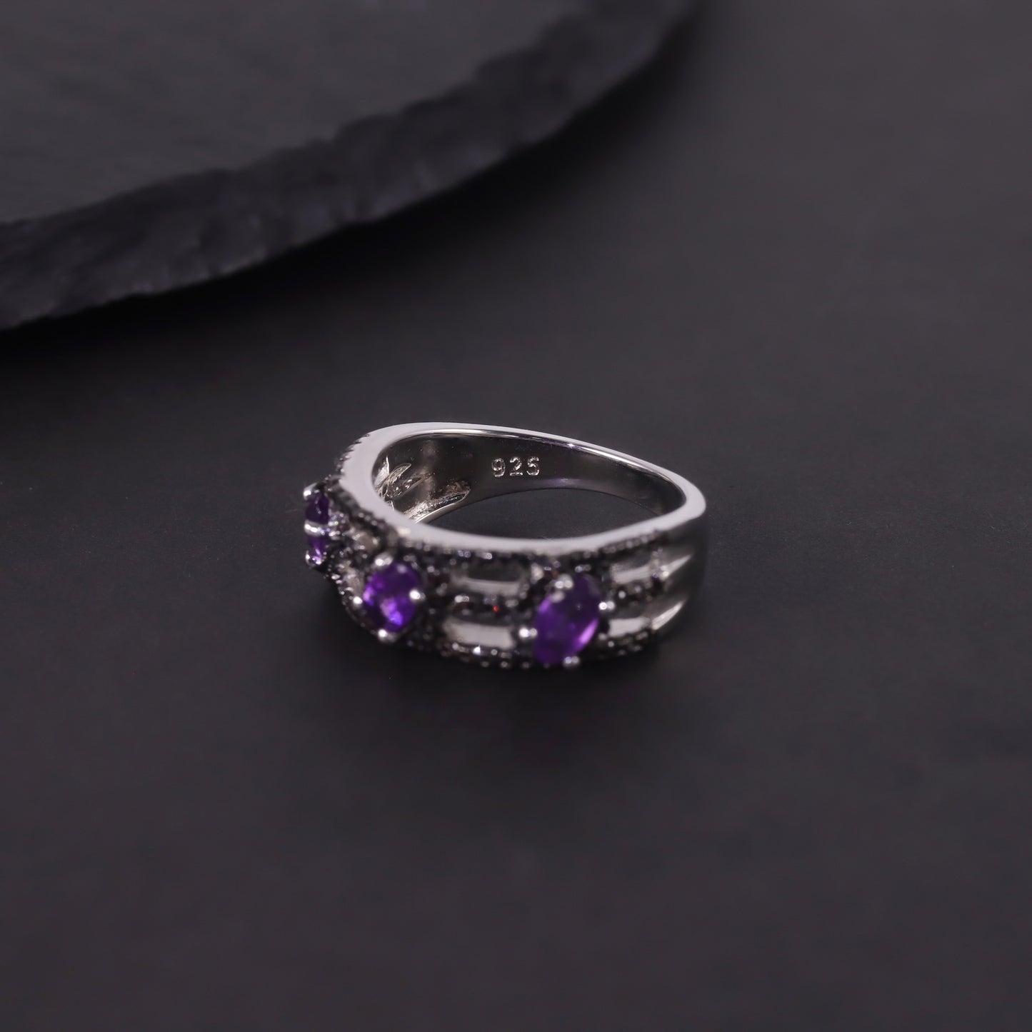 Dark Niche Natural Topaz Ring for Men and Women s925Sterling Silver Cluster Crystal Garnet Ring