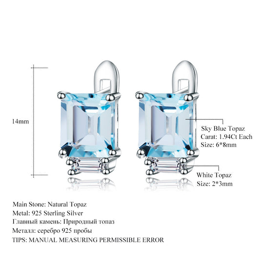 Affordable Luxury Fashion Simple and Natural Topaz Stud Earrings Temperament s925Silver Inlaid Natural Gemstone Earrings Earrings