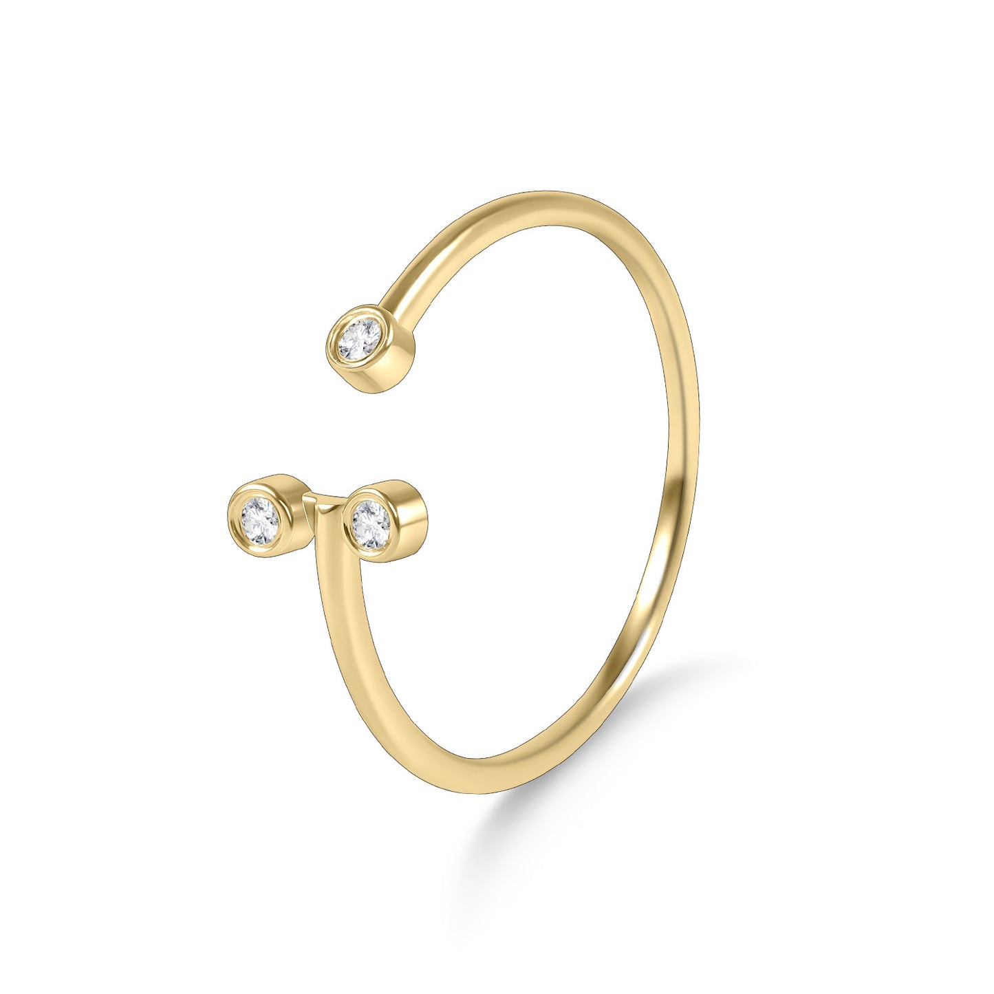 Unique Design Open Ring s925Sterling Silver Inlaid Moissanite Ring Thin Gold Dawn Series Small Ring Texture