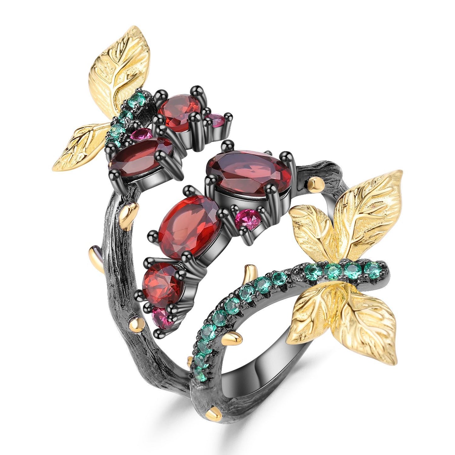Secret Garden Series Designer Ring Natural Style Butterfly Design s925Silver Natural Amethyst Ring