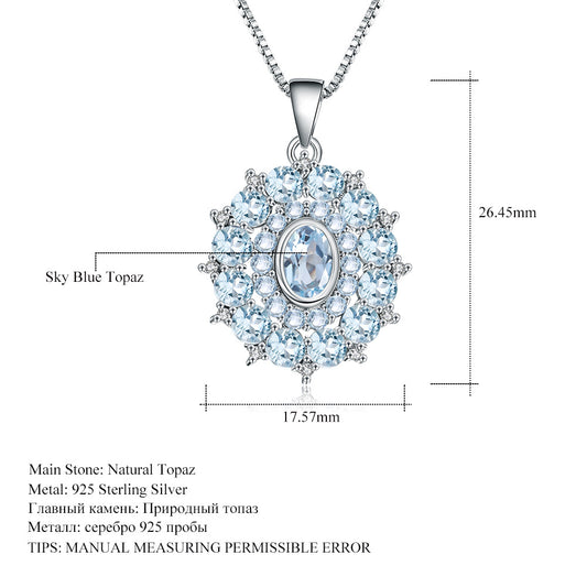 In Stock Direct Supply Natural Topaz Necklace Light luxury design sense s925Silver Inlaid Natural Gemstone Necklace Pendant