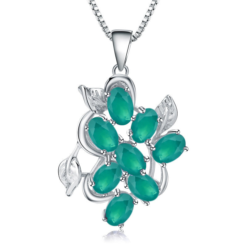 Design Sense Jewelry Topaz Pendant Retro Natural Gemstone Inlay s925Silver Necklace Pendant