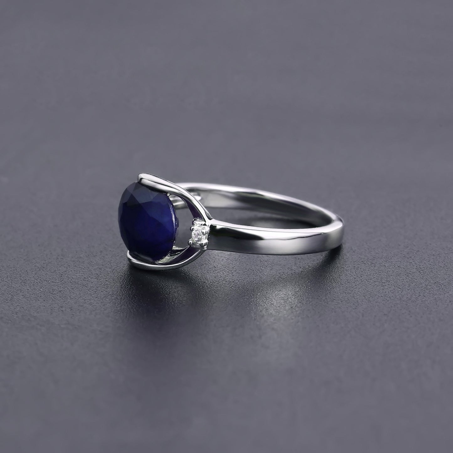 Luxurious Minimalist Design Natural Sapphire Ring Fashionable Exquisite Inlaid Natural Gemstone s925Silver Gemstone Ring
