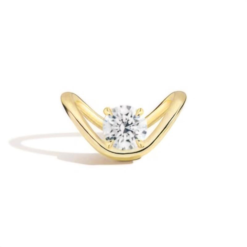 Sense of Design2Carat Moissanite Ring s925Sterling Silver Ring Water Drop Marquise Round Large Carat Ring Gold