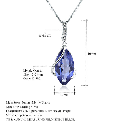 Design Sense Colorful Gemstone Crystal Necklace Luxurious Retro Fashion s925Silver Inlaid Gemstone Necklace Pendant