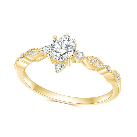 Jewelry S925Sterling Silver Inlaid5A Zircon Ring Fashionable Minimalist Light Luxury Gemstone Plated14k Gold ring