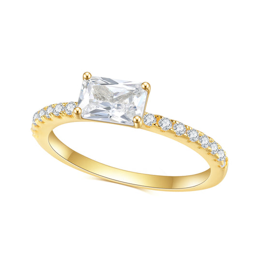 Jewelry S925Sterling Silver Inlaid5A Zircon Ring Fashionable and Elegant Simple Style Light Luxury Plated14K Gold ring