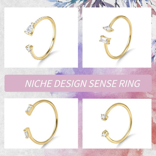 Minimalist Open Ring s925Sterling Silver Moissanite Ring Thin Gold Dawn Series Small Ring