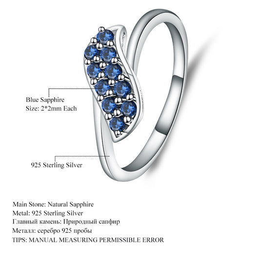 Fashionable Natural Sapphire Ring Personality s925Sterling Silver Inlaid Colorful Gemstone Diopside Ring