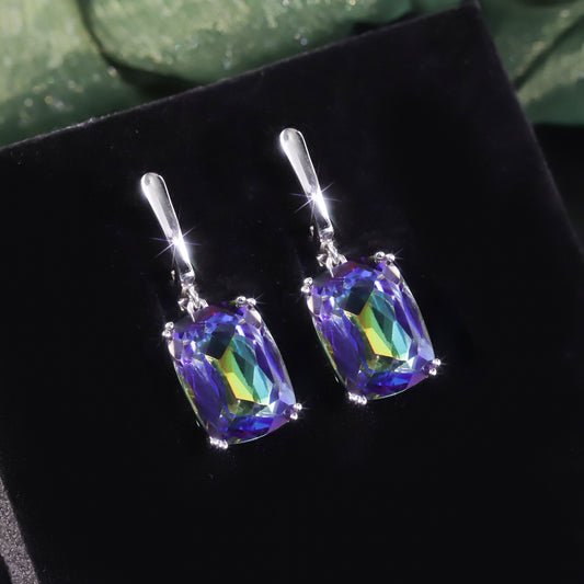 Exaggerated Crystal Earrings with Large Main Stone s925Sterling Silver Inlaid with Colorful Crystals11Carat Earrings for Women Export