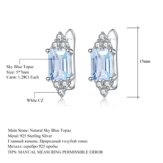 Fashion Natural Stone Earrings Vintage s925Silver Inlaid Topaz Colorful Gemstone Earrings Drop Earrings
