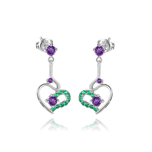 Spring and Summer New Natural Amethyst Topaz Earrings925Sterling Silver Creative Niche Design Gemstone Earrings