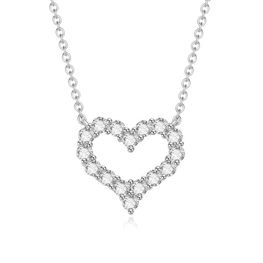 Fresh and Simple Heart Shape18k Gold Necklace with Cultivated Diamonds AU750Platinum Real Diamond Heart Clavicle Chain Setting Customization