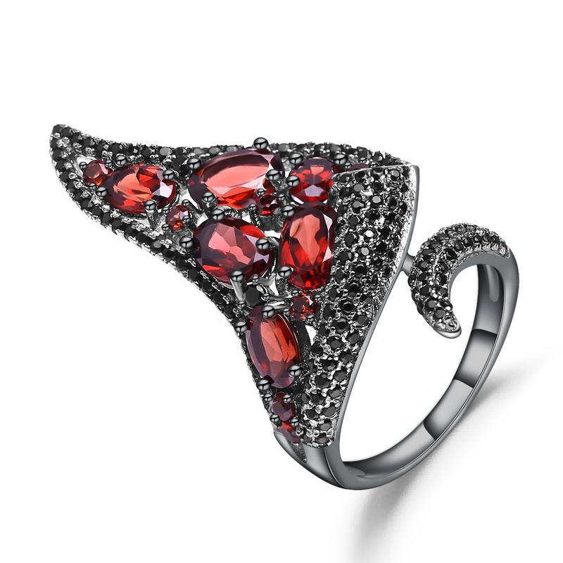 Italian Craft Designer Open Ring Personality Exaggerated Luxury s925Silver Natural Peridot Ring