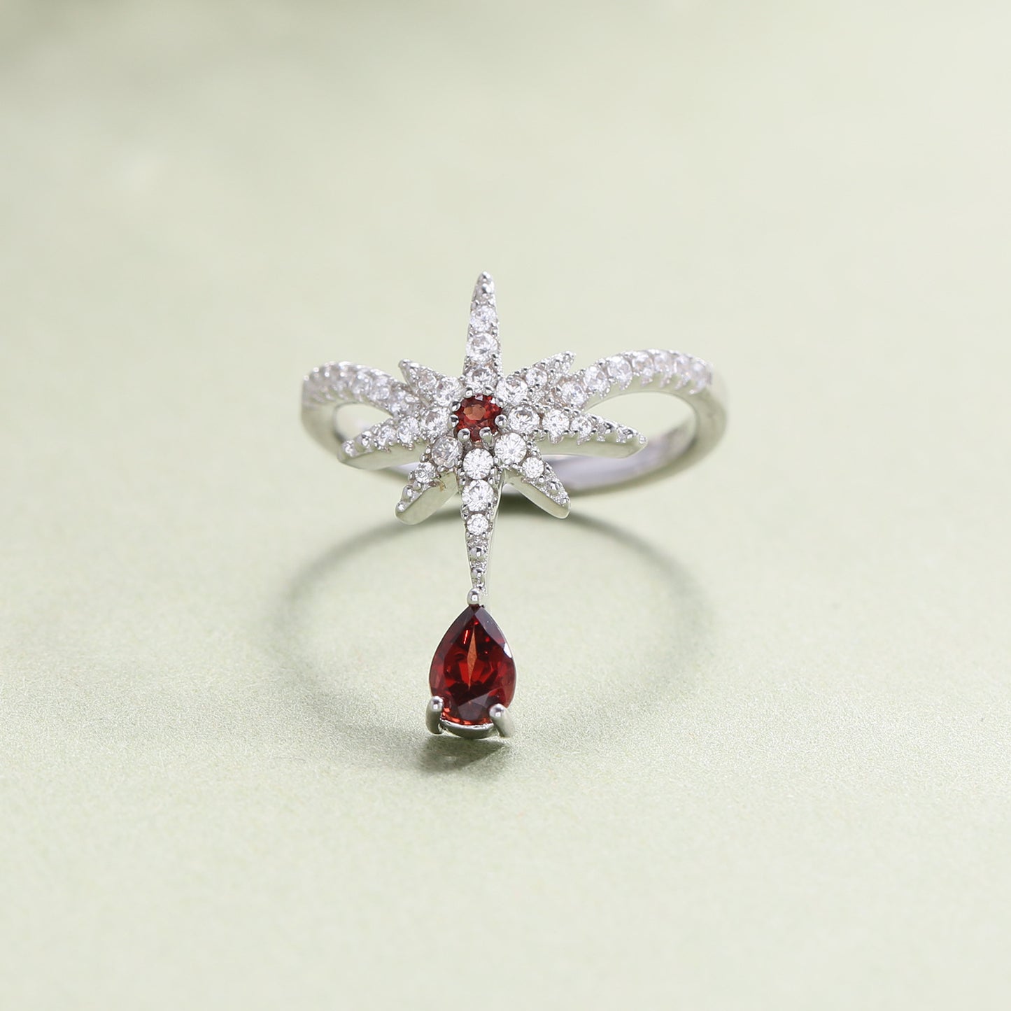 Original Design Star Ring Natural Crystal Topaz Diopside Ring925Sterling Silver Design Sense Ring for Women
