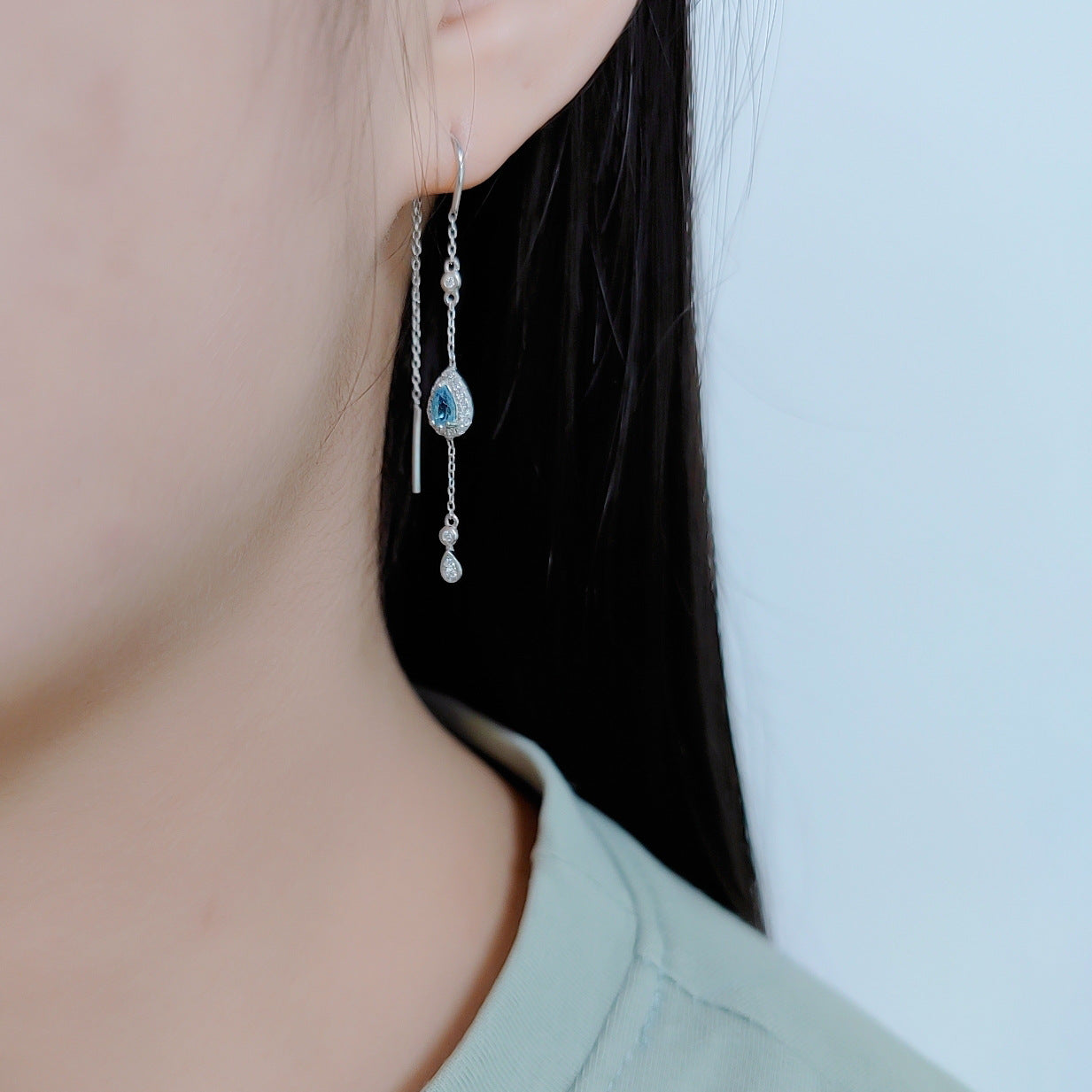 Luxurious and High-End Natural Translucent Stone Earrings Prosperous Series925Silver Inlaid Gemstone Stud Earrings