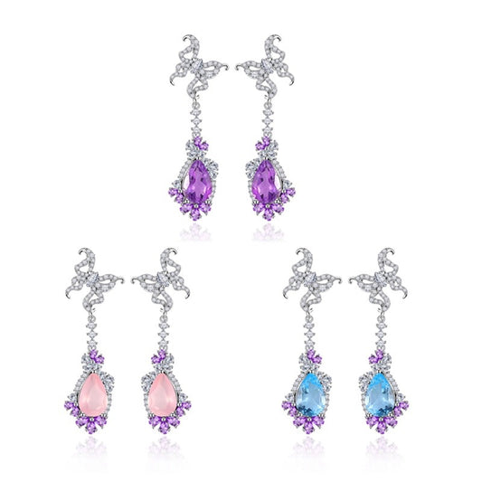 Original Design3Carat Natural Topaz Earrings s925Sterling Silver Crystal Gemstone Earrings Russia