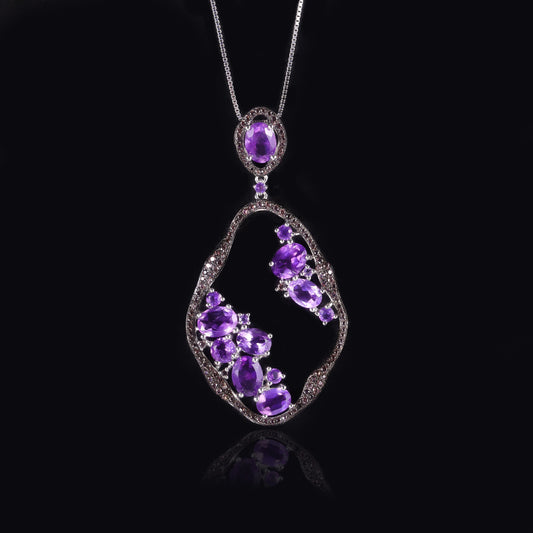 Old Money Style Natural Garnet Necklace s925Sterling Silver Inlaid Crystal Pendant Niche Irregular Pendants Women