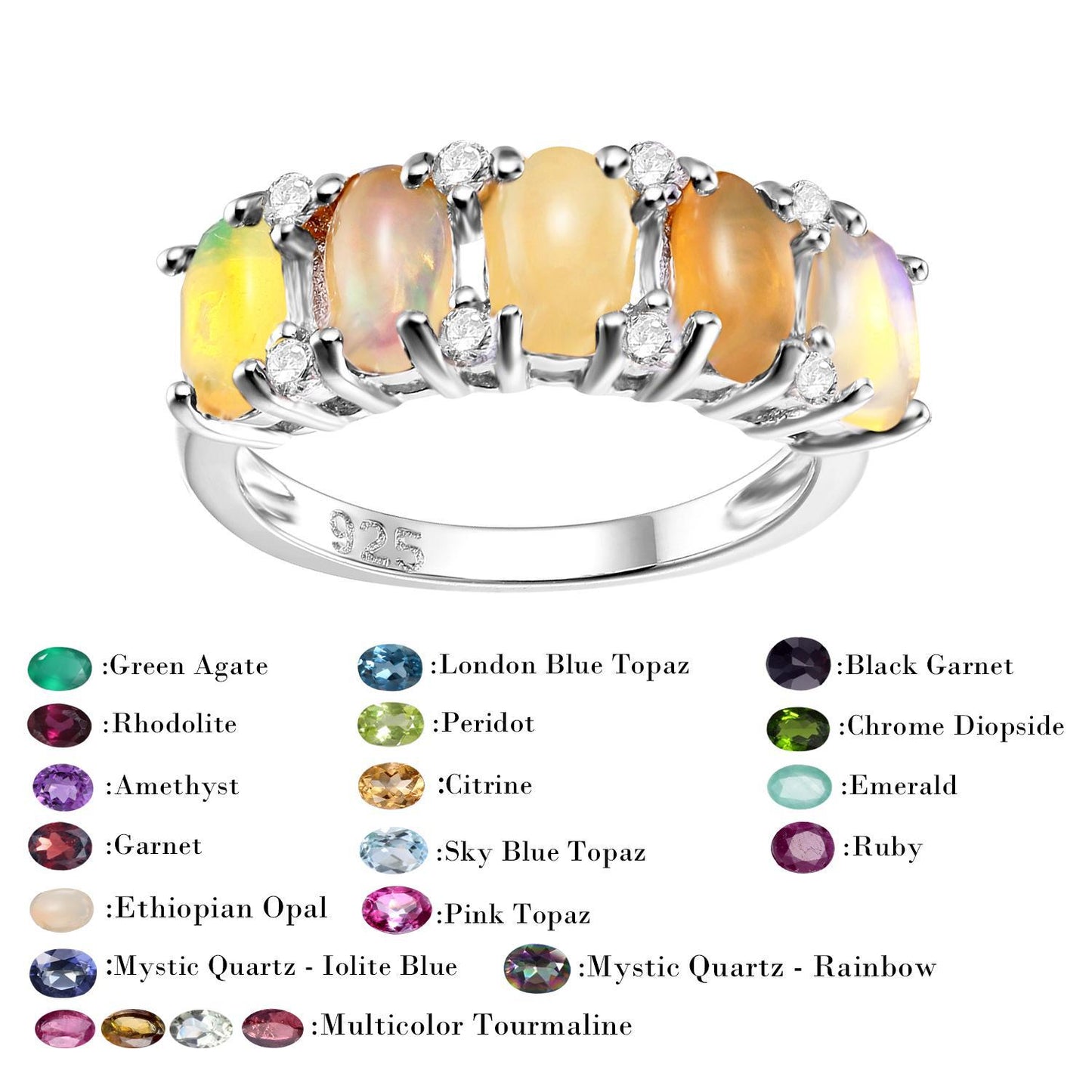 s925Sterling Silver Natural Tourmaline Ring for Women New Affordable Luxury Fashion High-Grade Inlaid Natural Gemstone Ring
