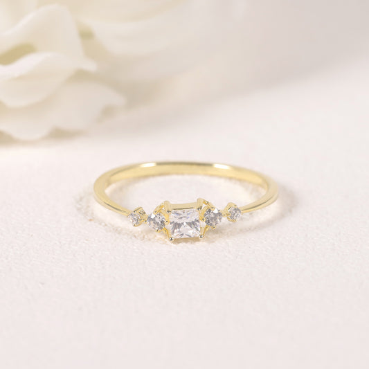 Korean Style Fashion Ring s925Sterling Silver Moissanite Gold Dawn Series Gold-Filled Ring for Men and Women New Style