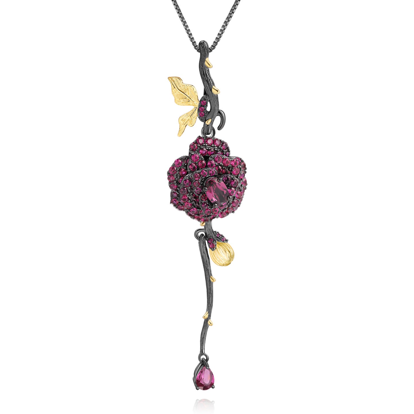 Secret Garden Rose Series Designer High-End Natural Gemstone Jewelry Set Rings, Earrings, Pendants