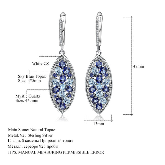 Luxurious Natural Gemstone Earrings Group Inlay Design High-end Sense Personality s925Silver Inlaid Crystal Earrings